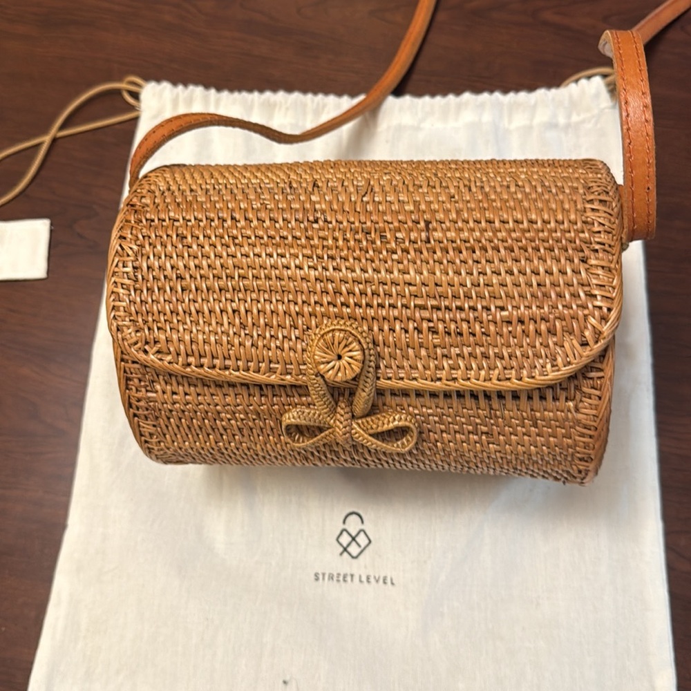 Woven Tan Crossbody Bag